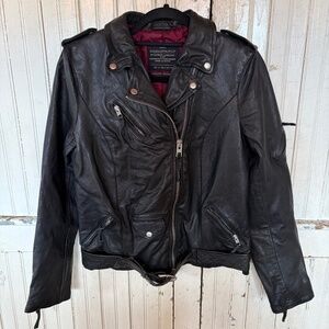 AllSaints, Valley Leather Biker Jacket, Black, size US 6